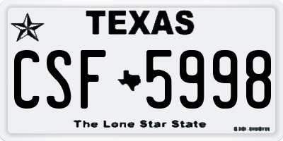 TX license plate CSF5998