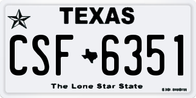 TX license plate CSF6351