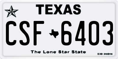 TX license plate CSF6403