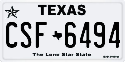TX license plate CSF6494