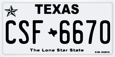 TX license plate CSF6670