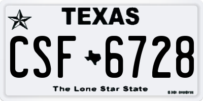 TX license plate CSF6728