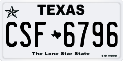 TX license plate CSF6796