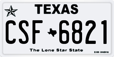 TX license plate CSF6821
