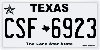 TX license plate CSF6923