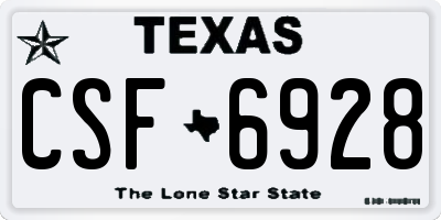 TX license plate CSF6928