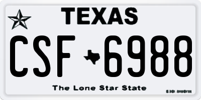 TX license plate CSF6988