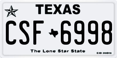 TX license plate CSF6998