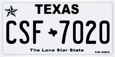 TX license plate CSF7020