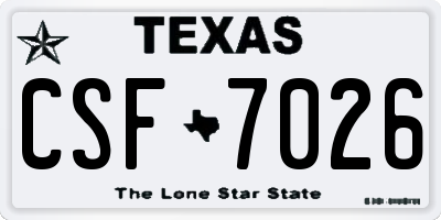 TX license plate CSF7026