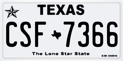 TX license plate CSF7366