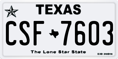 TX license plate CSF7603