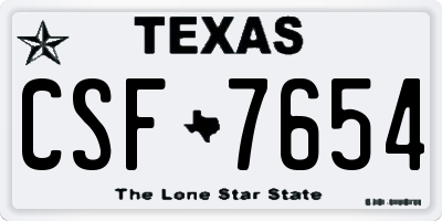 TX license plate CSF7654