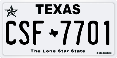 TX license plate CSF7701