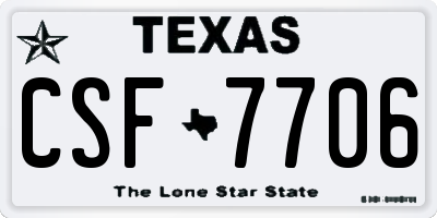 TX license plate CSF7706