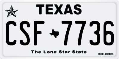 TX license plate CSF7736