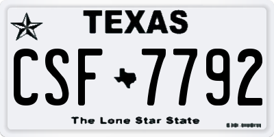 TX license plate CSF7792