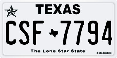 TX license plate CSF7794