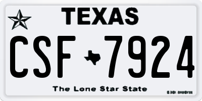 TX license plate CSF7924