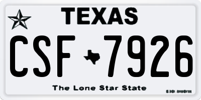 TX license plate CSF7926