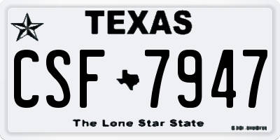 TX license plate CSF7947