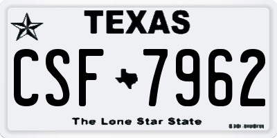 TX license plate CSF7962