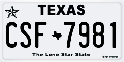 TX license plate CSF7981