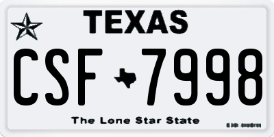 TX license plate CSF7998