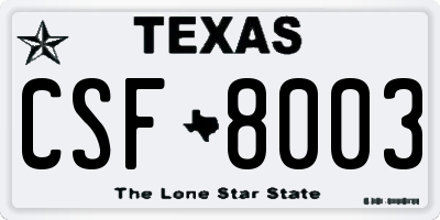 TX license plate CSF8003
