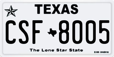 TX license plate CSF8005