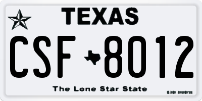 TX license plate CSF8012