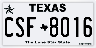 TX license plate CSF8016