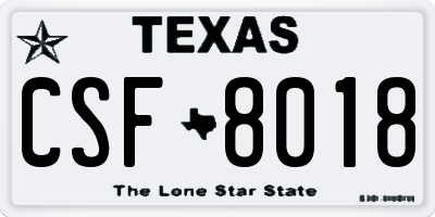 TX license plate CSF8018