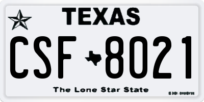 TX license plate CSF8021