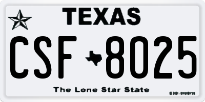 TX license plate CSF8025