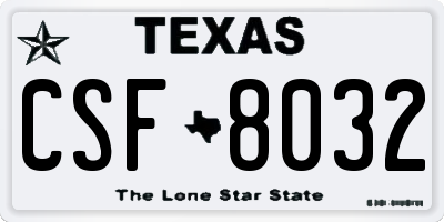 TX license plate CSF8032