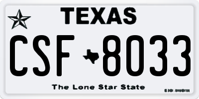 TX license plate CSF8033