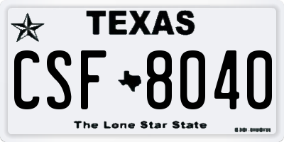 TX license plate CSF8040