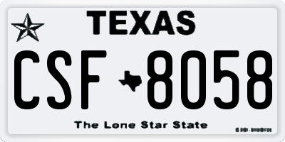 TX license plate CSF8058