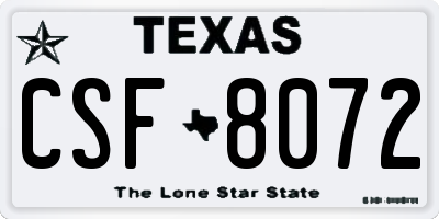 TX license plate CSF8072