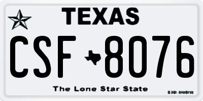 TX license plate CSF8076