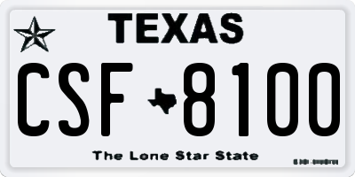 TX license plate CSF8100