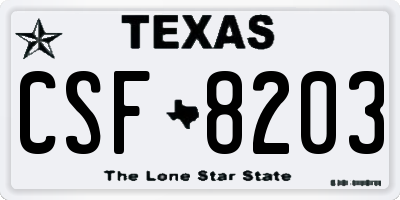 TX license plate CSF8203