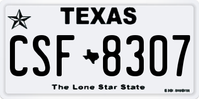 TX license plate CSF8307
