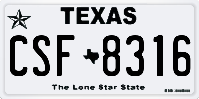 TX license plate CSF8316