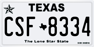 TX license plate CSF8334