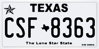 TX license plate CSF8363