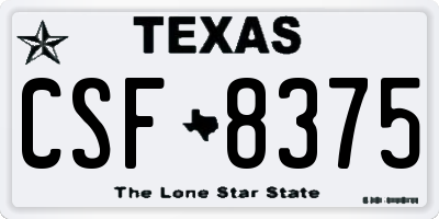TX license plate CSF8375