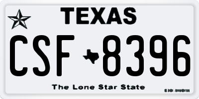 TX license plate CSF8396