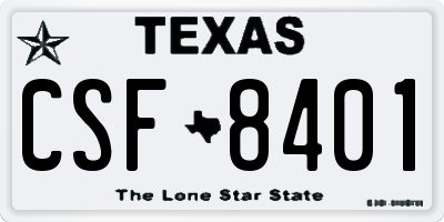 TX license plate CSF8401